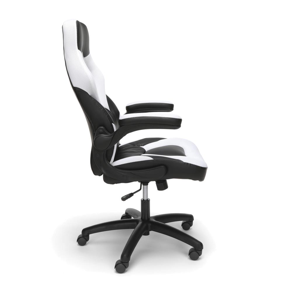 Racing Style Bonded Leather Gaming Chair, in White. Picture 4