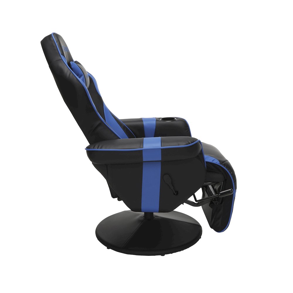 Reclining Gaming Chair with Footrest, Gaming Chair Recliner - Blue. Picture 3