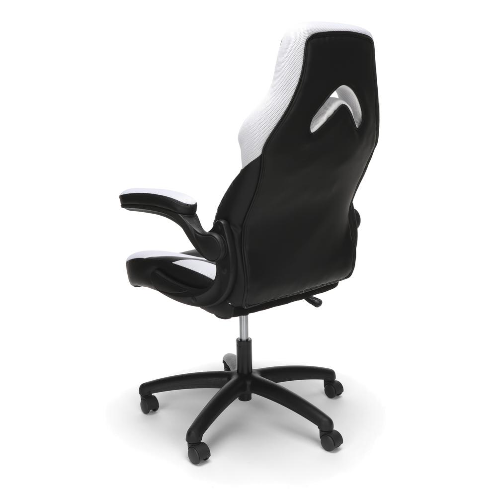 Racing Style Bonded Leather Gaming Chair, in White. Picture 10