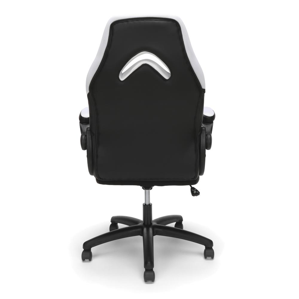Racing Style Bonded Leather Gaming Chair, in White. Picture 8