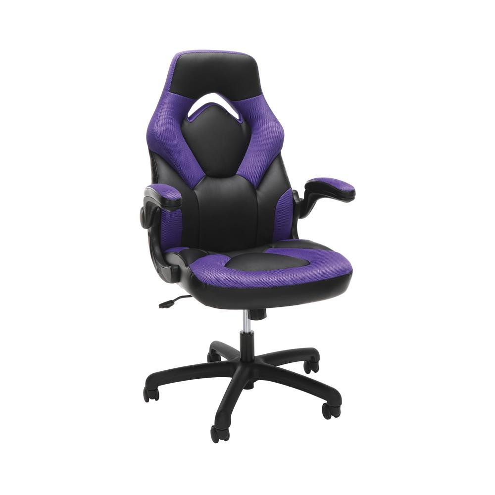 Racing Style Bonded Leather Gaming Chair, in Purple. Picture 1