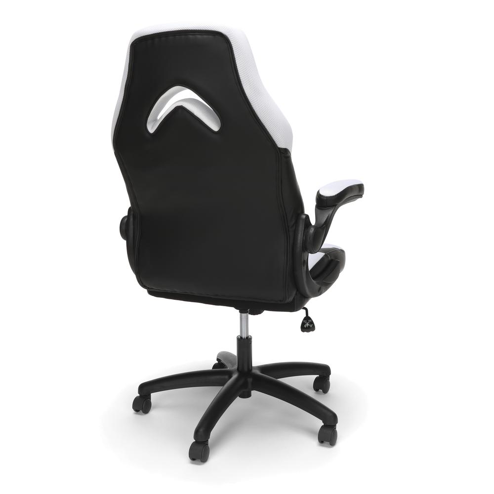 Racing Style Bonded Leather Gaming Chair, in White. Picture 7