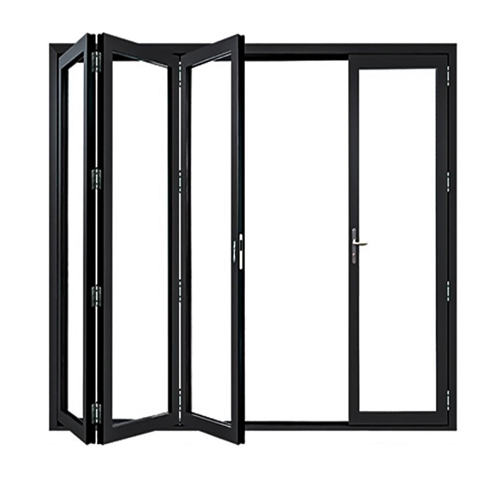 120" x 96" 4 Panels Alumnium Folding Door In Black. Picture 1