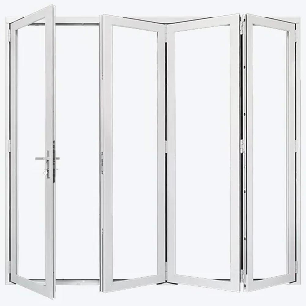 4 Panels Alumnium Folding Door In White, Folded From Left To Right. Picture 1