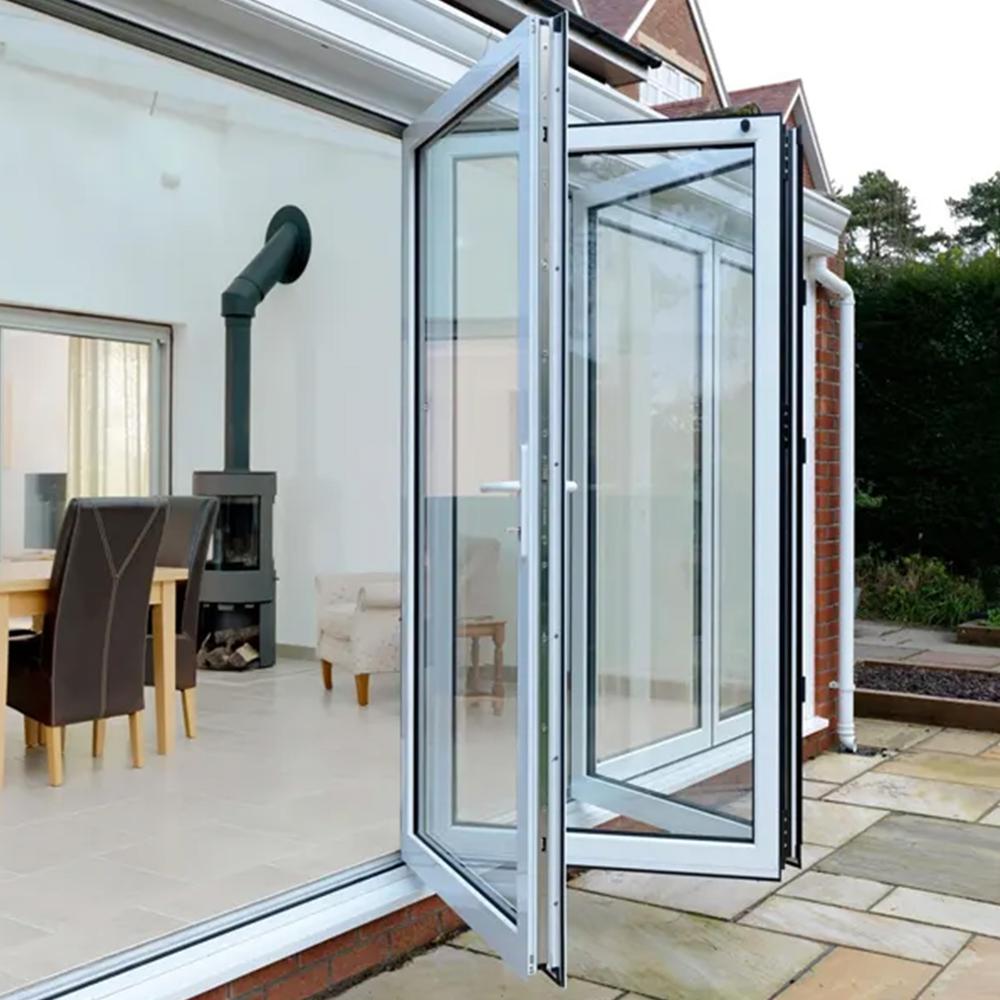 5 Panels Alumium Folding Door In White, Folded Out From Left To Right. Picture 1