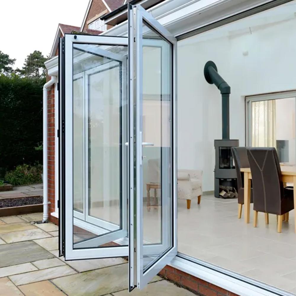 5 Panels Alumium Folding Door In White, Folded Out From Right To Left. Picture 1