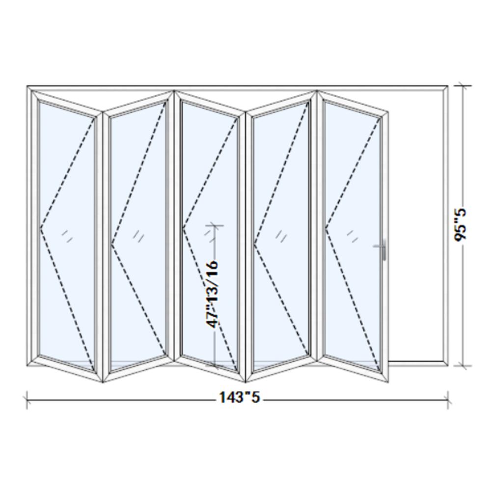 5 Panels Alumium Folding Door In White, Folded Out From Right To Left. Picture 1