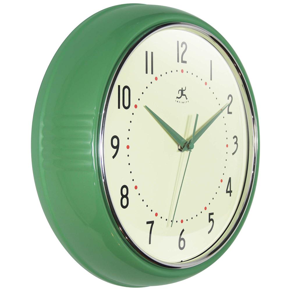 Retro Round Green Wall Clock, 12". Picture 2
