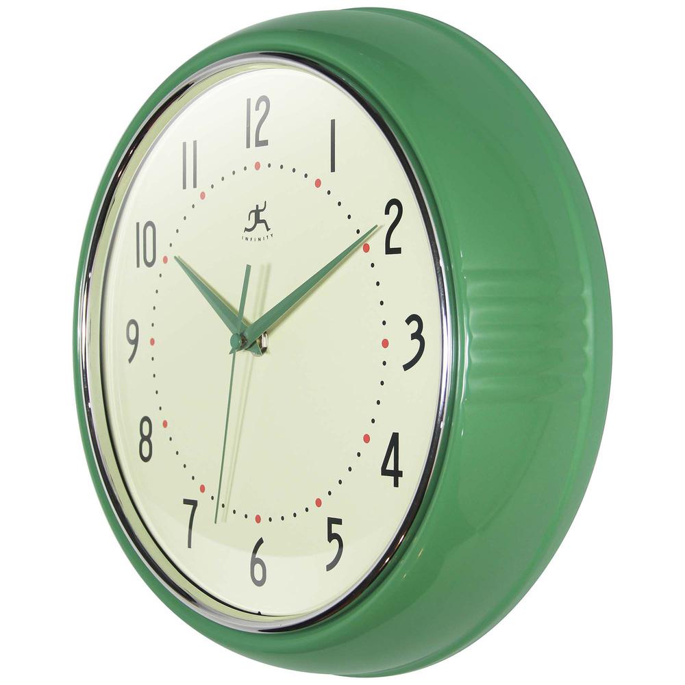 Retro Round Green Wall Clock, 12". Picture 4