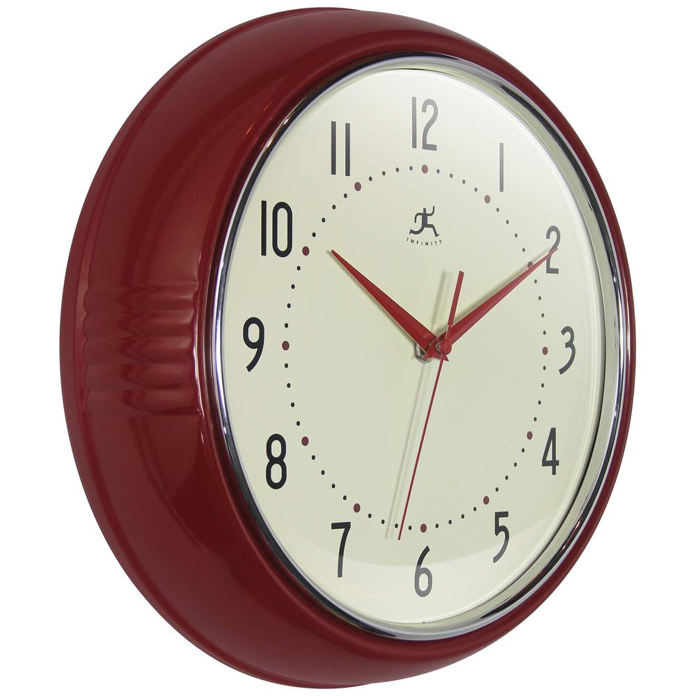 Retro Round Red Wall Clock, 12". Picture 2