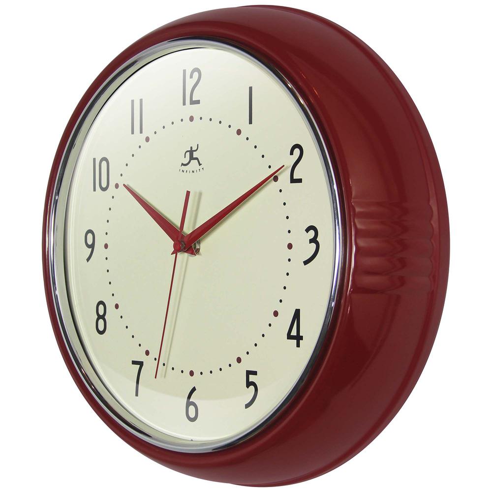 Retro Round Red Wall Clock, 12". Picture 4