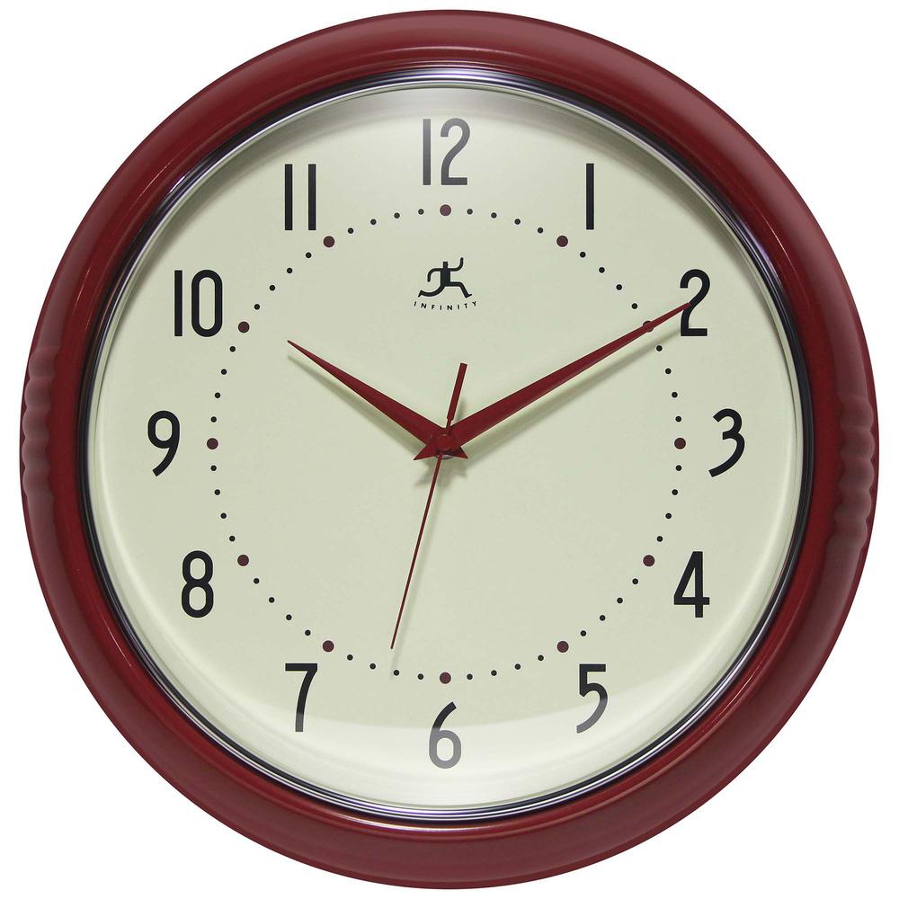 Retro Round Red Wall Clock, 15". Picture 1