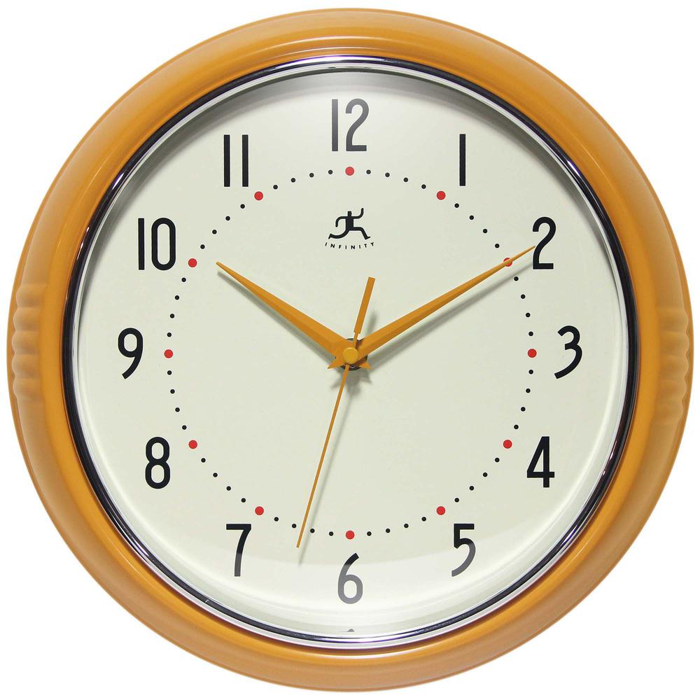 Retro Round Saffron Wall Clock, 12". Picture 1