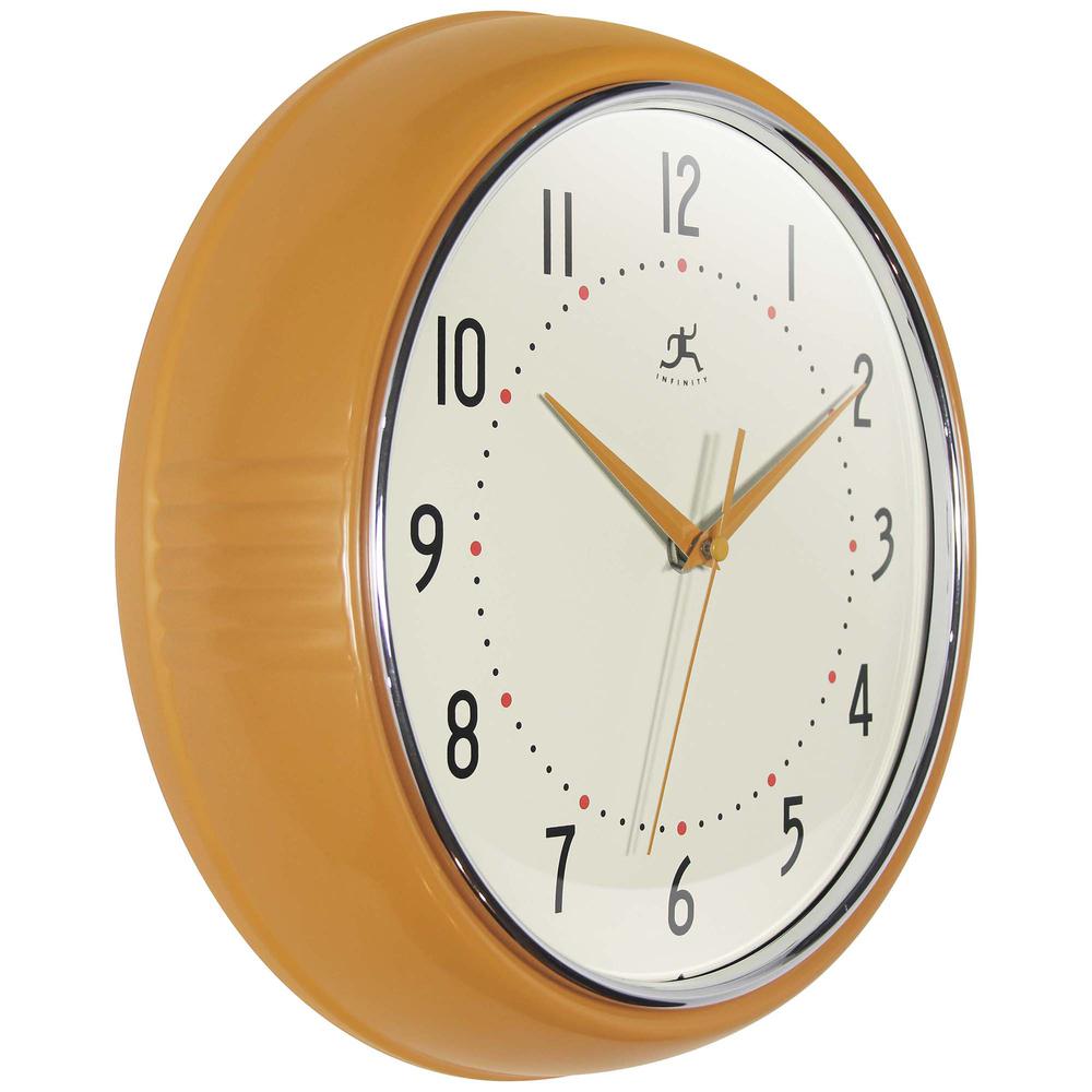 Retro Round Saffron Wall Clock, 12". Picture 2
