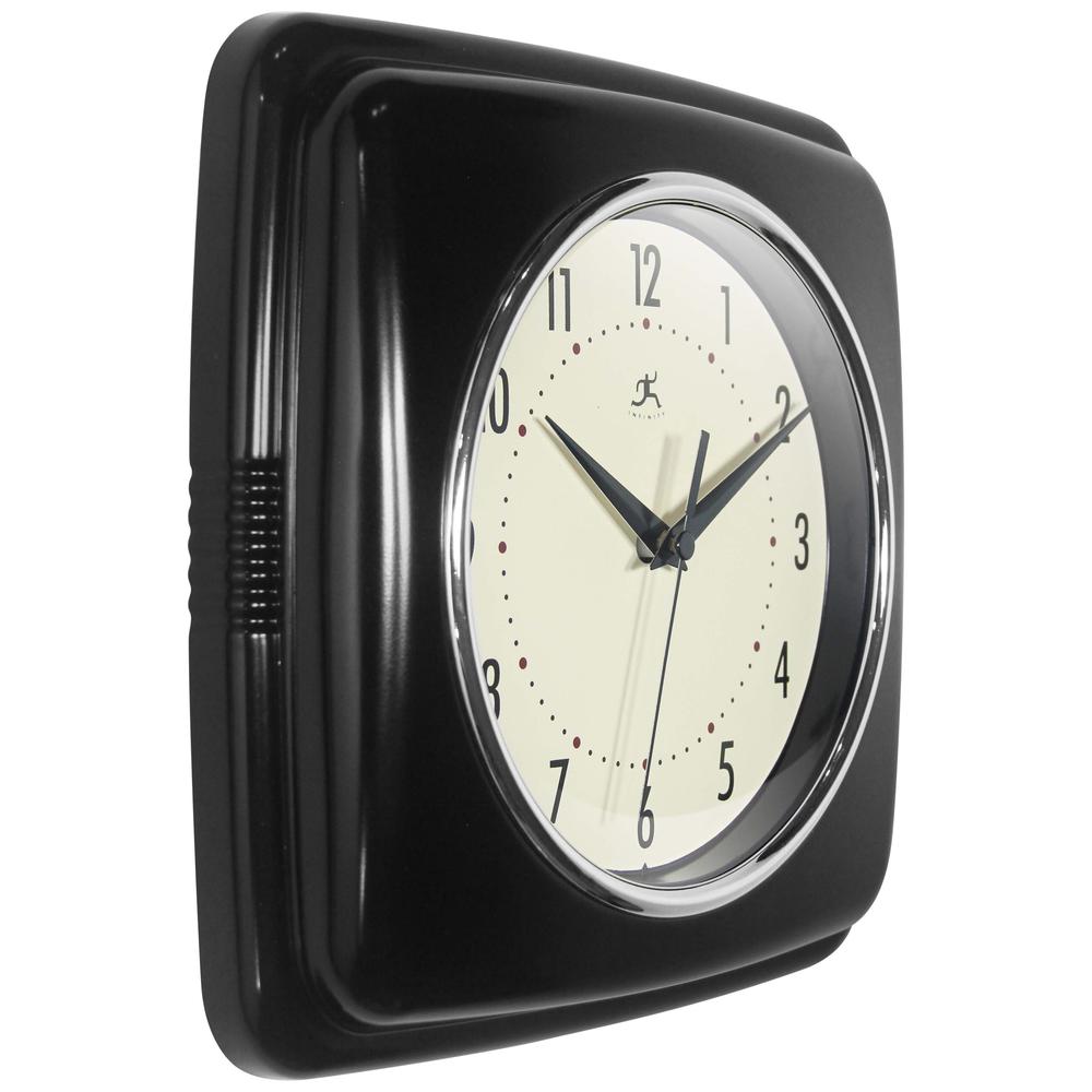 Retro Square Black Wall Clock, 9.25". Picture 2