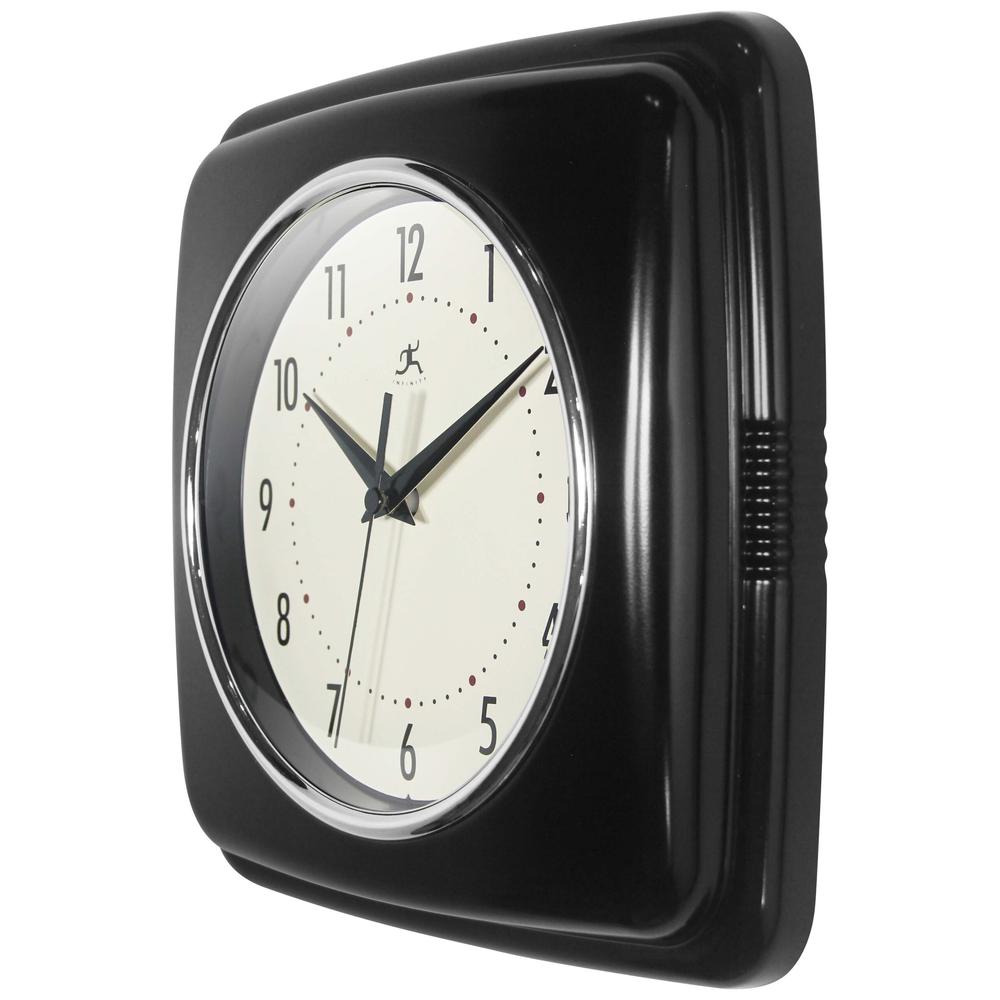Retro Square Black Wall Clock, 9.25". Picture 4