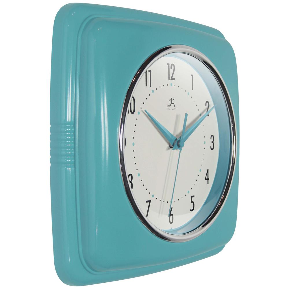 Retro Square Turquoise Wall Clock, 9.25". Picture 2