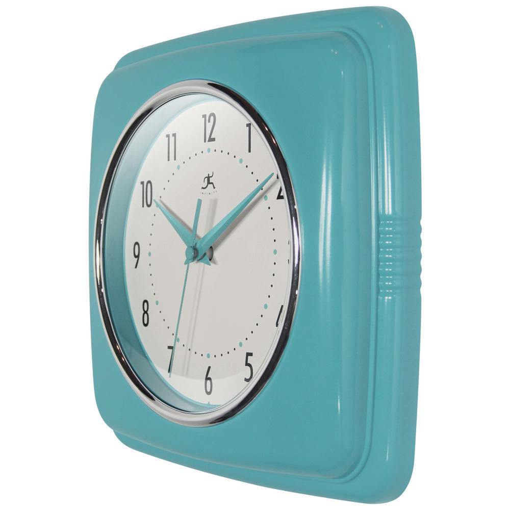 Retro Square Turquoise Wall Clock, 9.25". Picture 4