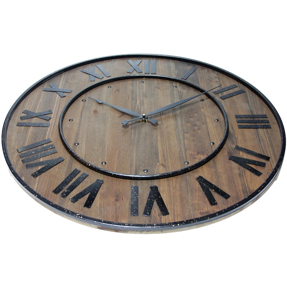 23 in Round Wall Clock, Brown Finish Case, Open Face. Picture 2