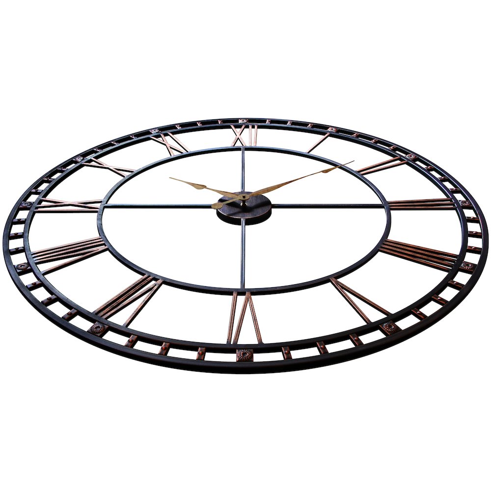 39 in Round Wall Clock, Black Finish Case, Open Face. Picture 2