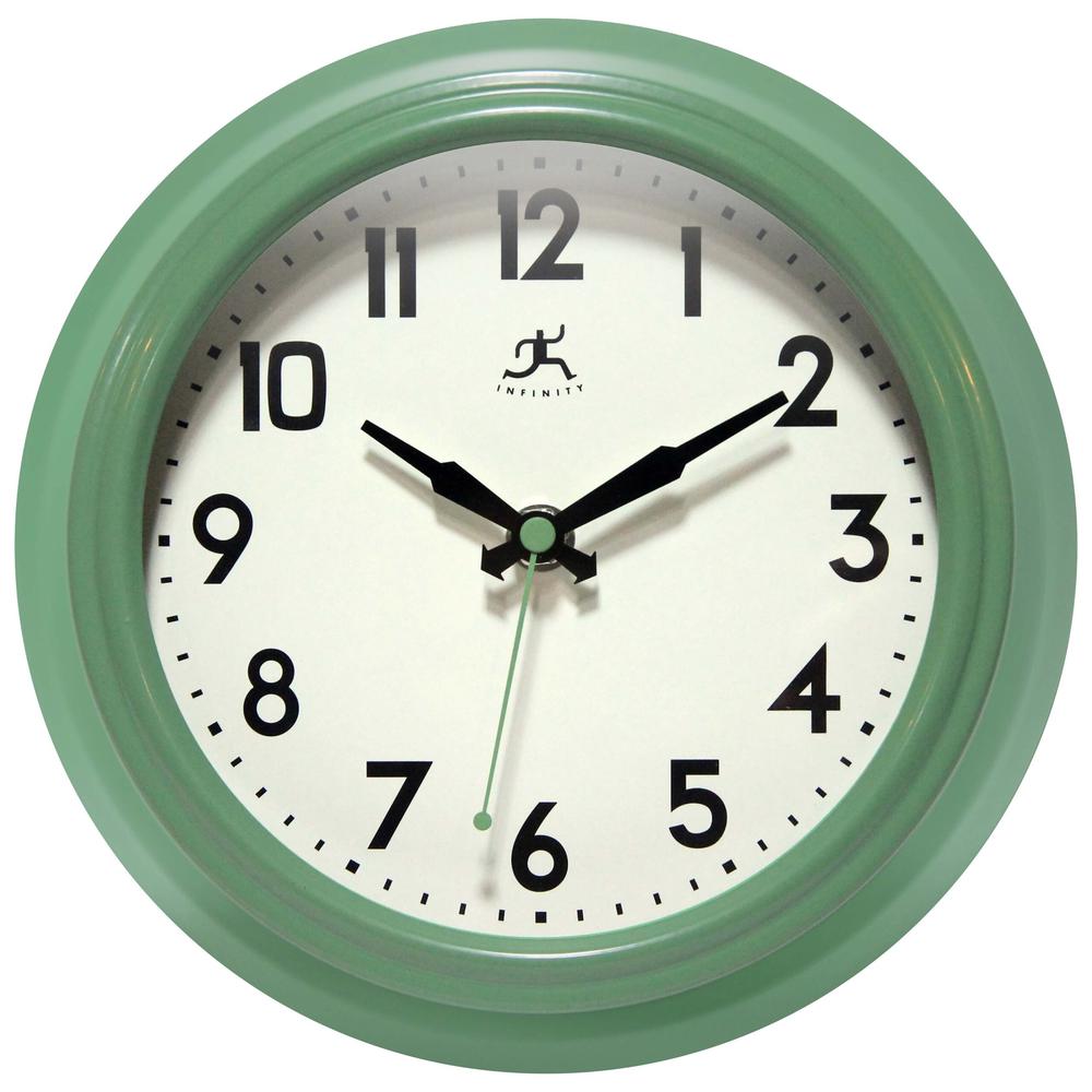 8.5" Retro Diner Wall Clock - Green. Picture 1