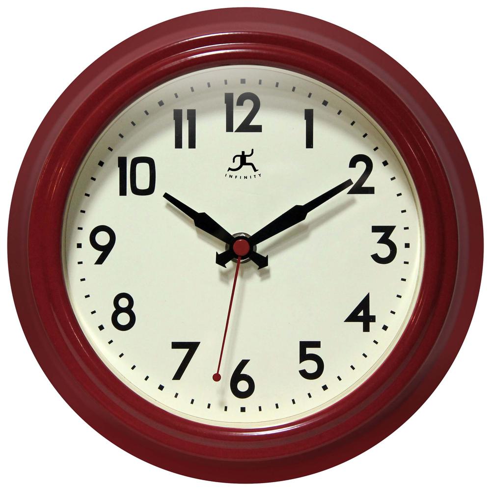 8.5" Retro Diner Wall Clock - Red. Picture 1