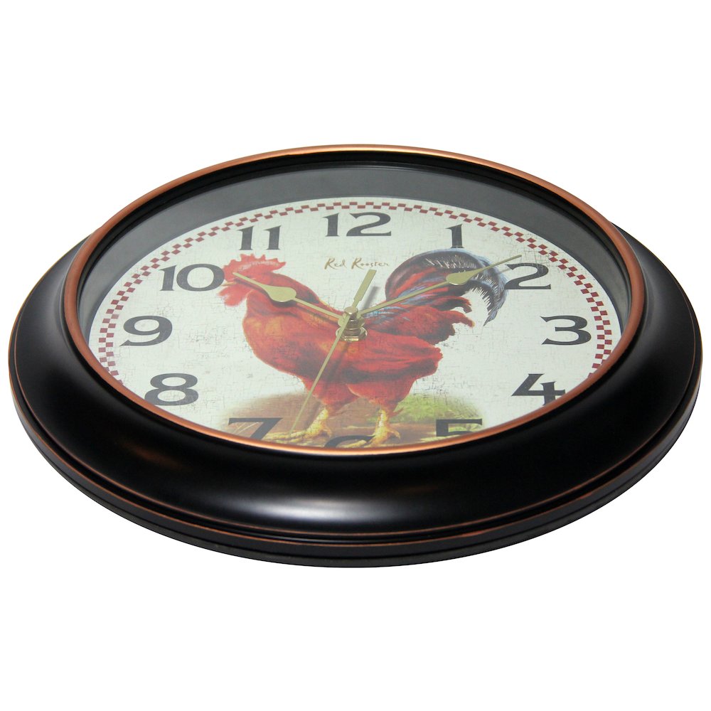 12 in Round Wall Clock, Black Finish Case, Glass Lens, Second Hand, Silent Movement. Picture 2