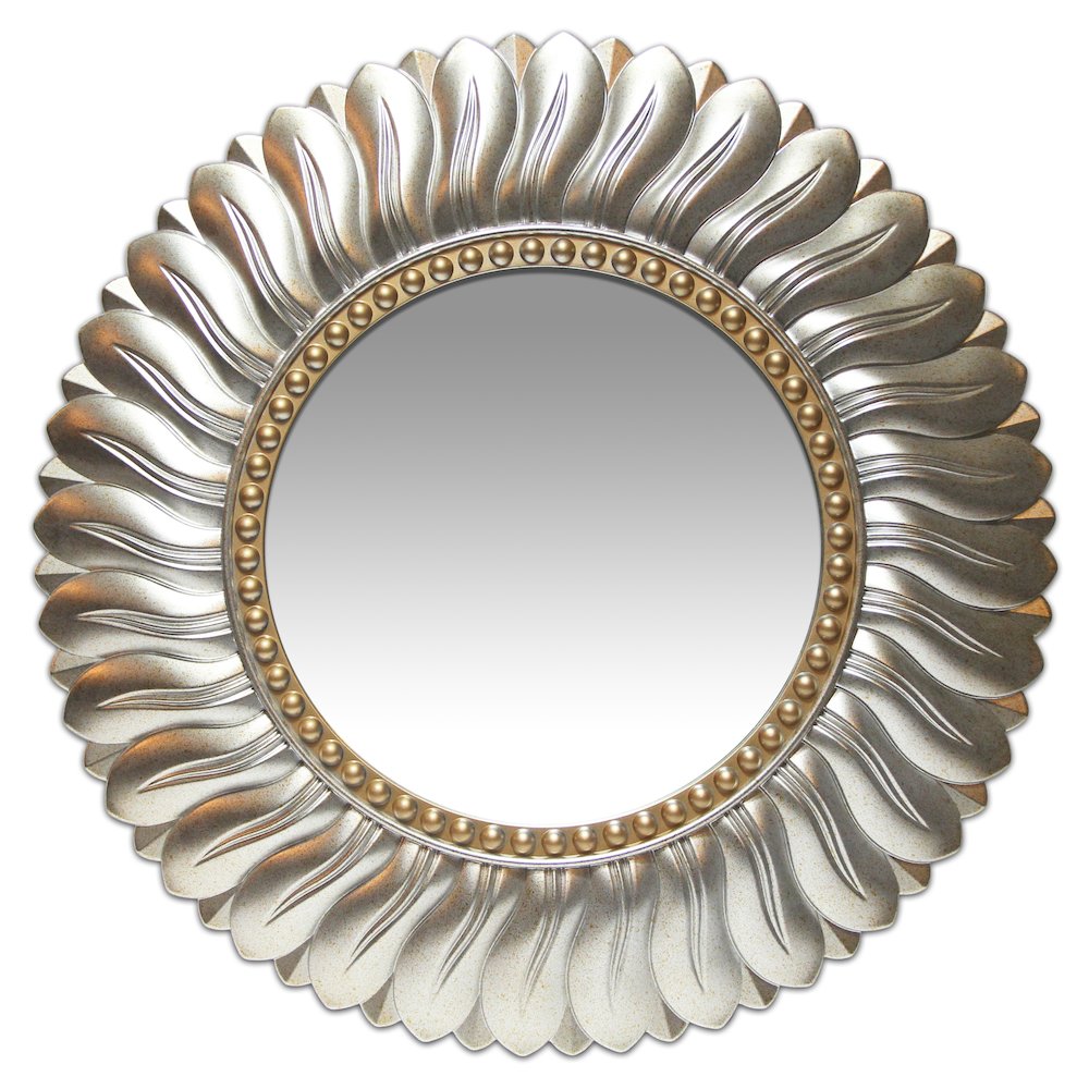 21.5 in Round Wall Mirror, Gold Finish Case,  Lens. Picture 1