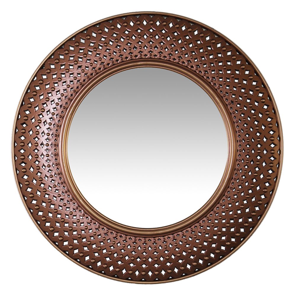 15.75 in Round Wall Mirror, Gold/Copper Finish Case over a 9.75 in Round Mirror. Picture 4
