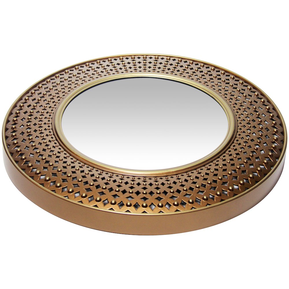 15.75 in Round Wall Mirror, Gold/Copper Finish Case over a 9.75 in Round Mirror. Picture 2