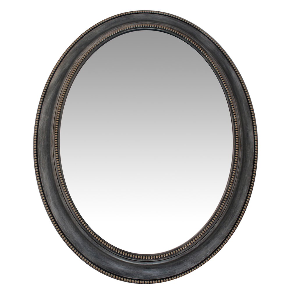 30 in Oval Wall Mirror, Antique Silver Finish Case over a 18.75 X 24.75 in Oval Mirror. Picture 6
