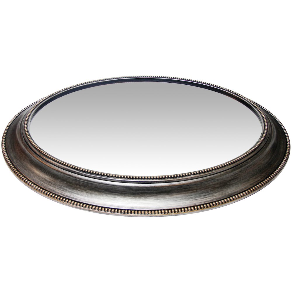 30 in Oval Wall Mirror, Antique Silver Finish Case over a 18.75 X 24.75 in Oval Mirror. Picture 2