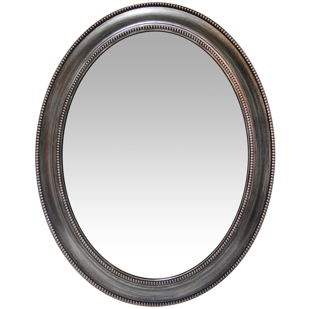 30 in Oval Wall Mirror, Antique Silver Finish Case over a 18.75 X 24.75 in Oval Mirror. Picture 3