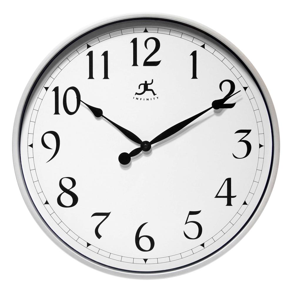 18 in Round Wall Clock, Silver Finish Case over a  in Wall Clock. Picture 1