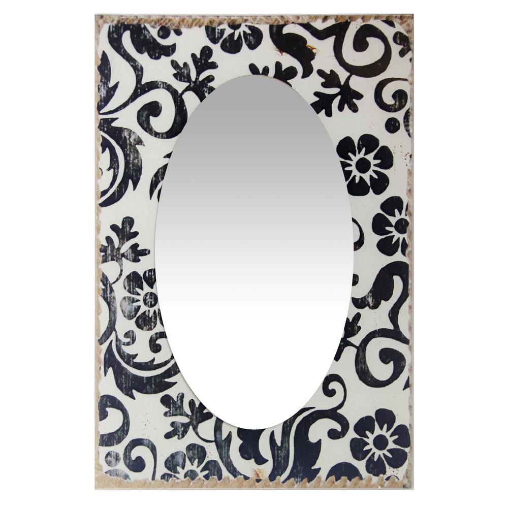 23.5 in Decorative Rectangle Wall Mirror, with Antique White Frame. Picture 1