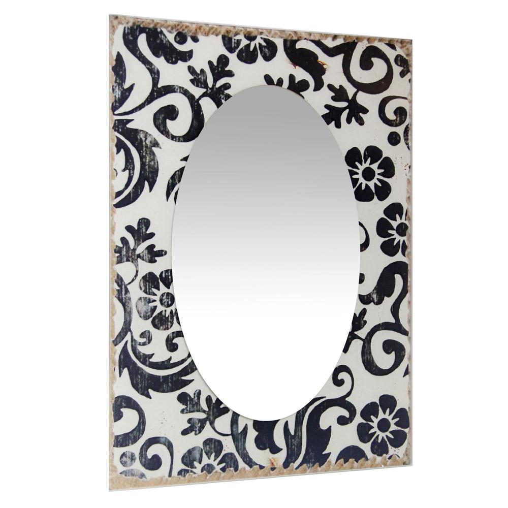 23.5 in Decorative Rectangle Wall Mirror, with Antique White Frame. Picture 2