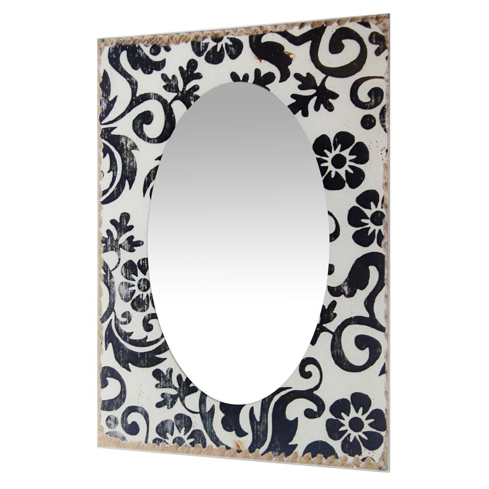 23.5 in Decorative Rectangle Wall Mirror, with Antique White Frame. Picture 3