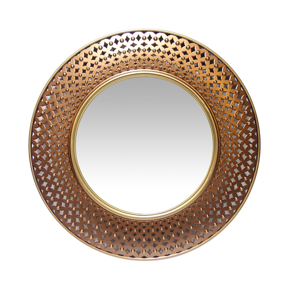 15.75 in Round Wall Mirror, Gold/Copper Finish Case over a 9.75 in Round Mirror. Picture 3