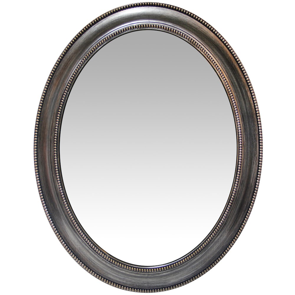 30 in Oval Wall Mirror, Antique Silver Finish Case over a 18.75 X 24.75 in Oval Mirror. Picture 5