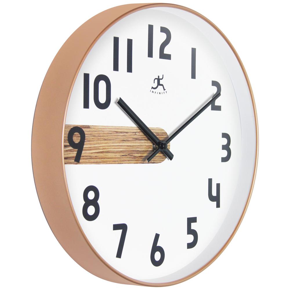 Copper Stripe Wall Clock - Woodgrain, 12". Picture 2