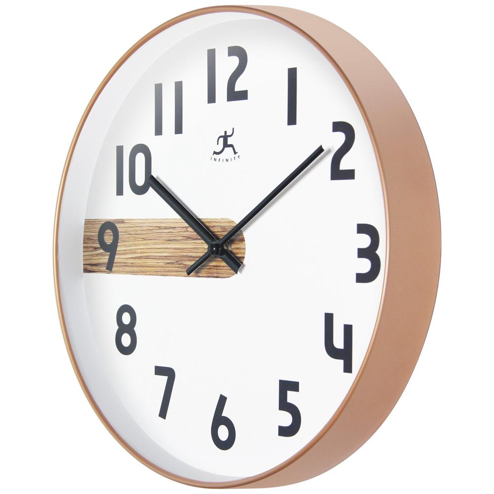 Copper Stripe Wall Clock - Woodgrain, 12". Picture 4