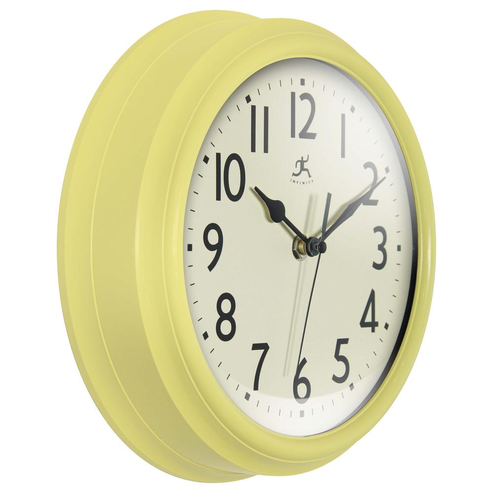 Nostalgic 9.5" Plastic Clock - Yellow. Picture 2