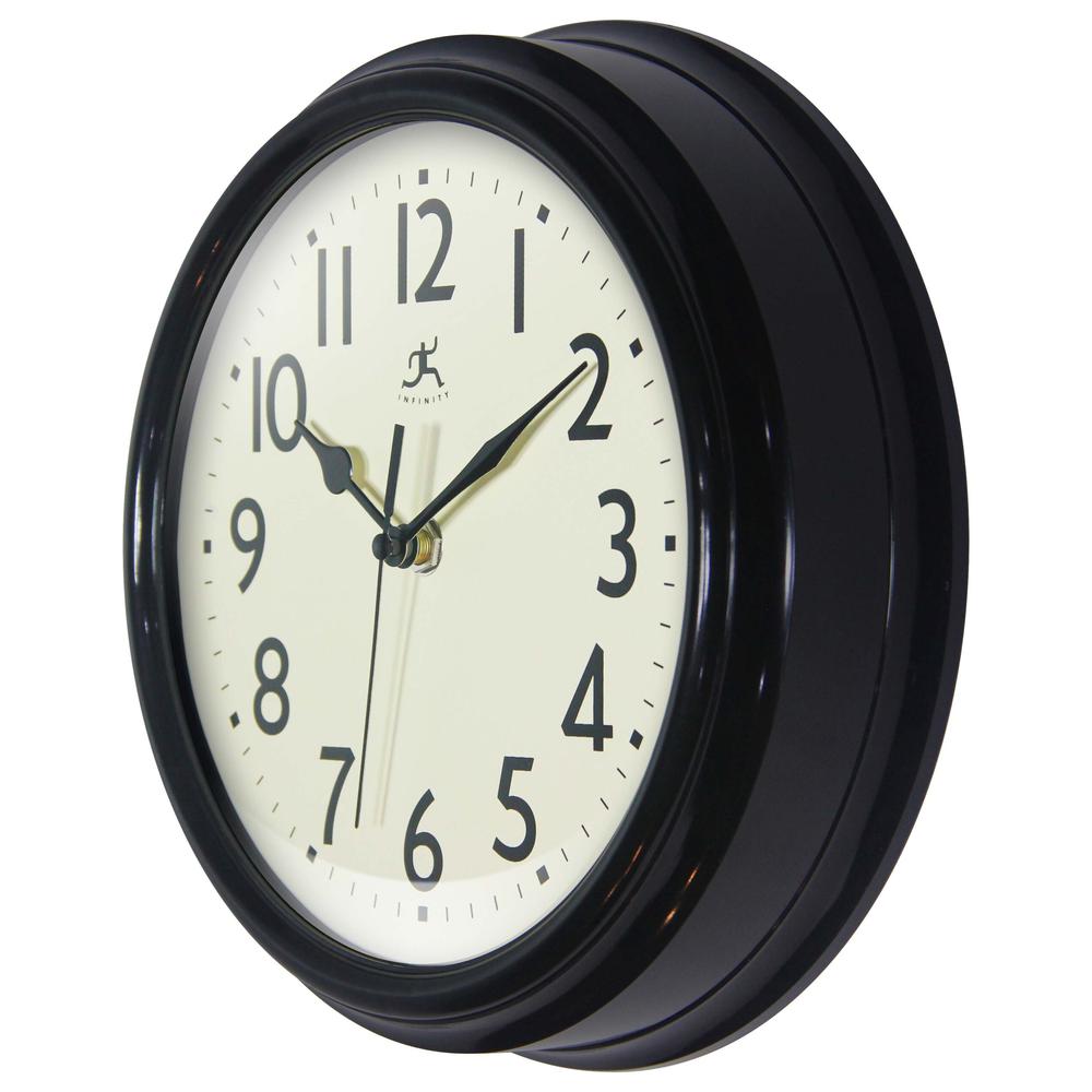 Nostalgic 9.5" Plastic Clock - Black. Picture 4