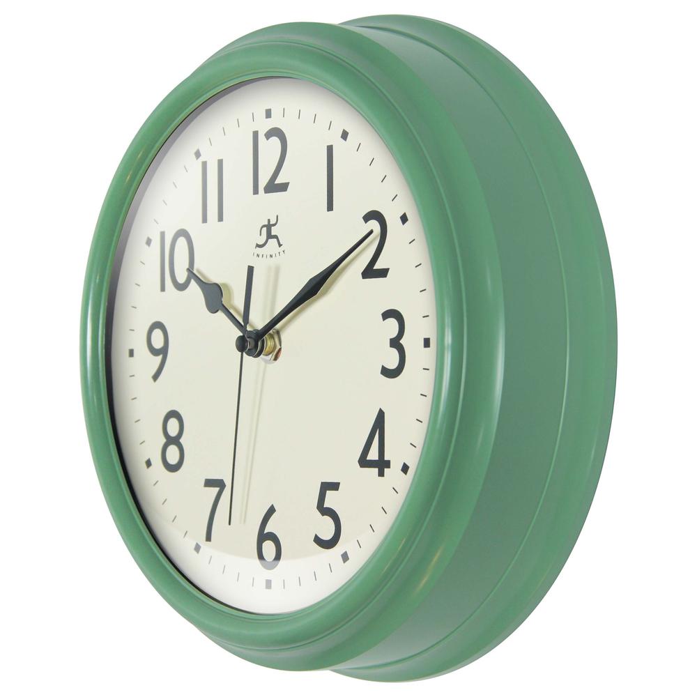 Nostalgic 9.5" Plastic Clock - Green. Picture 4