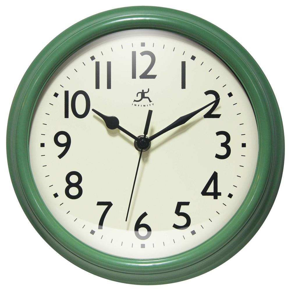 Nostalgic 9.5" Plastic Clock - Green. Picture 1
