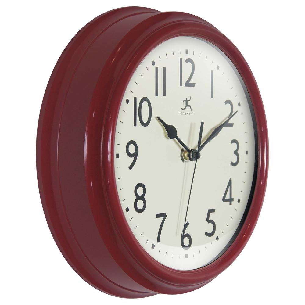 Nostalgic 9.5" Plastic Clock - Red. Picture 2