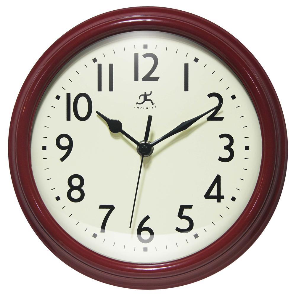 Nostalgic 9.5" Plastic Clock - Red. Picture 1
