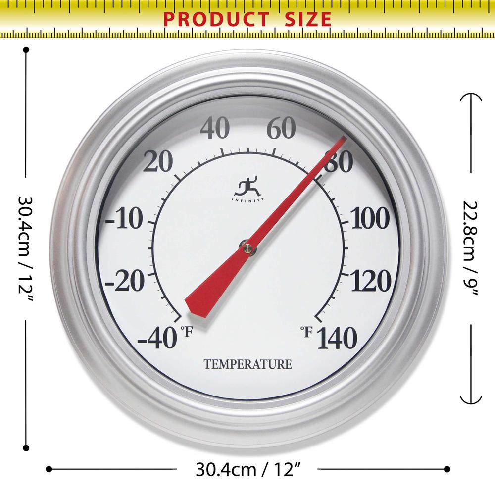 Essential Wall Thermometer - Silver, 12". Picture 6