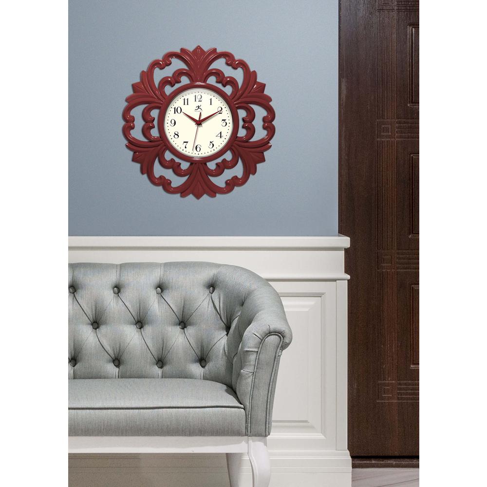 Wisteria 15.5" Wall Clock - Red. Picture 7