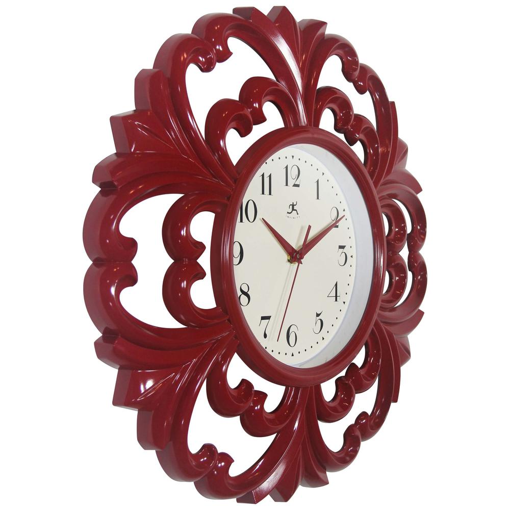Wisteria 15.5" Wall Clock - Red. Picture 2